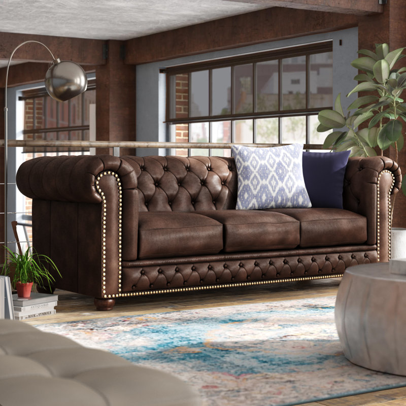 Trent Austin Design Worcester Leather Chesterfield Sofa Wayfair